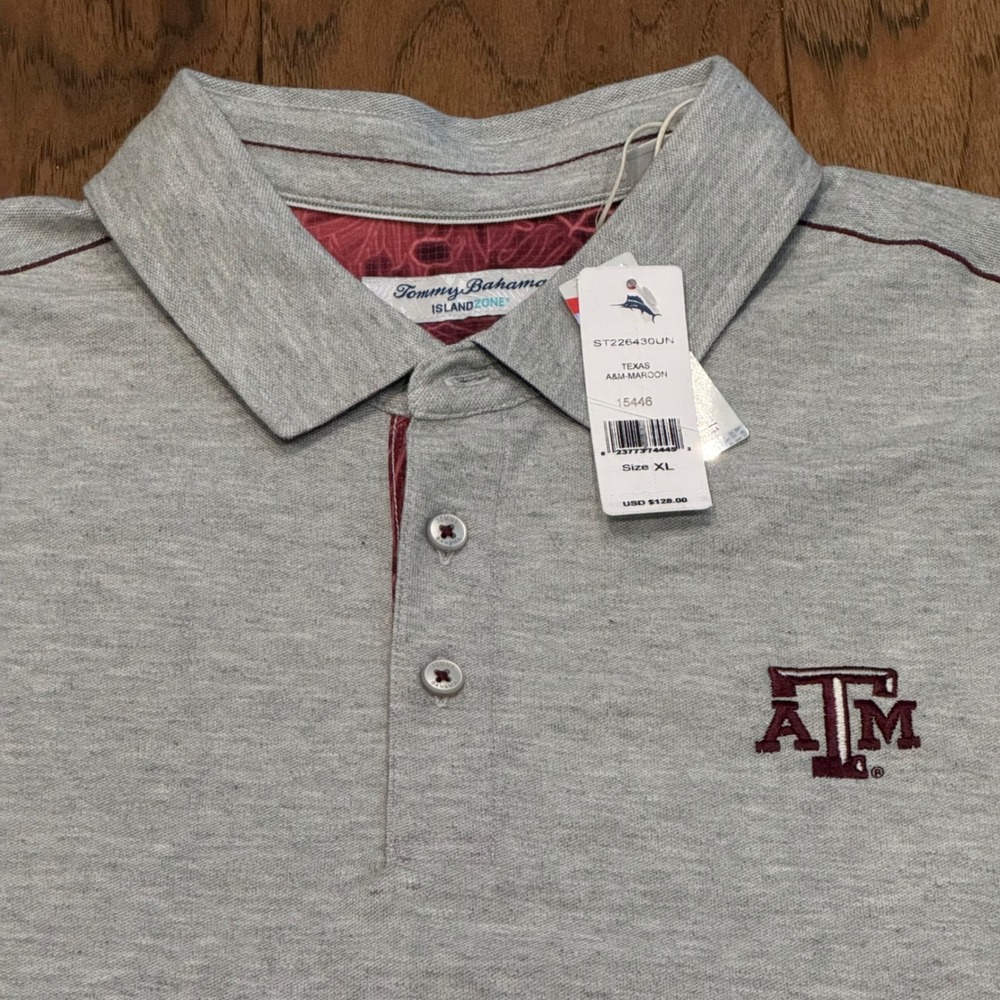 Tommy Bahama Texas A&M Aggies IslandZone Polo Shirt Heather Gray XL Ne With Tags